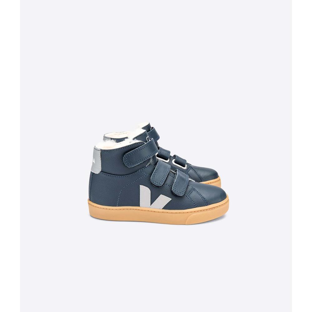 Veja ESPLAR MID FURED LEATHER Hoog Kinderen Donkerblauw | BE 686EBC